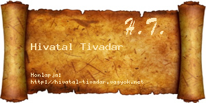 Hivatal Tivadar névjegykártya